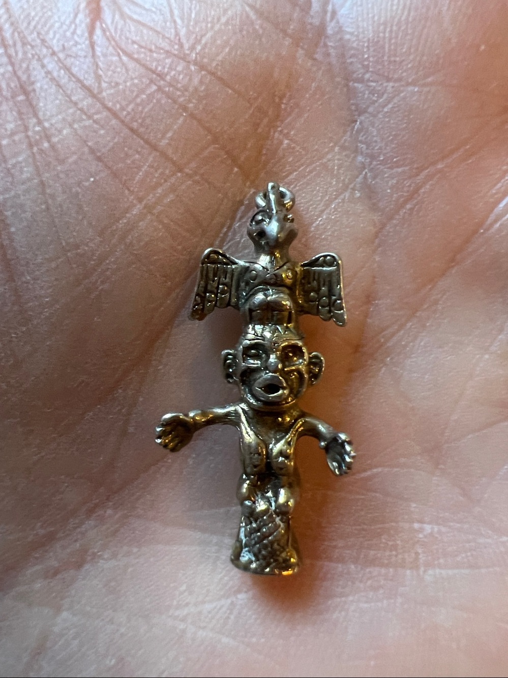 Vintage Sterling Silver Native American totem pole charm Pacific Northwest